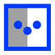 Symbol für Feller Aufputz Apparat (Linke Seite grau ausgefüllt)