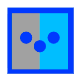 Symbol für Feller Aufputz, Nass-Apparat (Linke Seite grau und rechte Seite hellblau)
