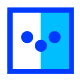 Symbol für Feller Nass Apparat (Rechte Seite hellblau ausgefüllt)